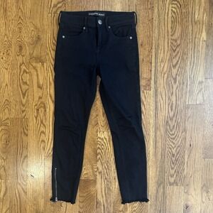 Express Womens Jeans Size 00 Cropped Legging Jegging Mid Rise‎ Moto Denim Black